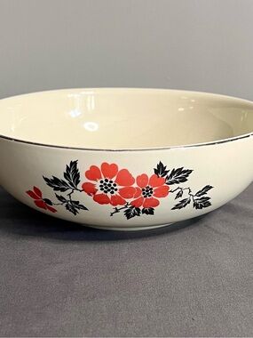 VTG Hall’s Superior Quality Red Poppy Flower Serving Bowl Made In USA 9” Retro